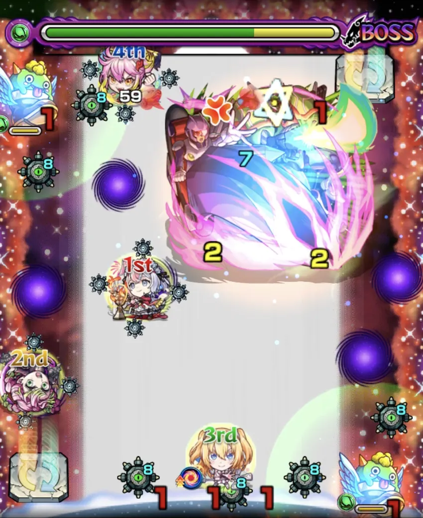 モンスト_遊戯王コラボ_超究極アンチノミー_ボス２雑魚処理後