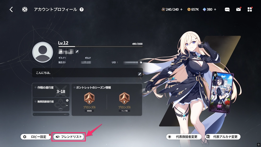 スターセイヴァー_アカウントプロフィールからも確認可能