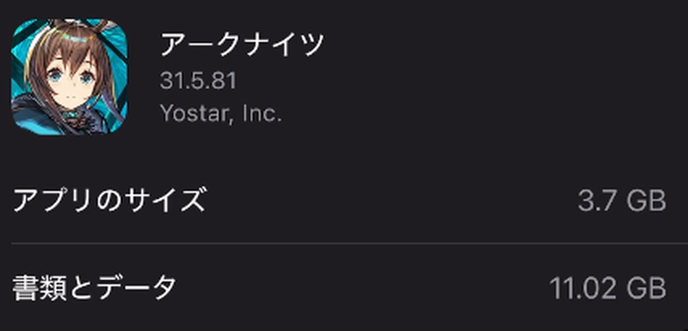 アークナイツ_グローバル版容量