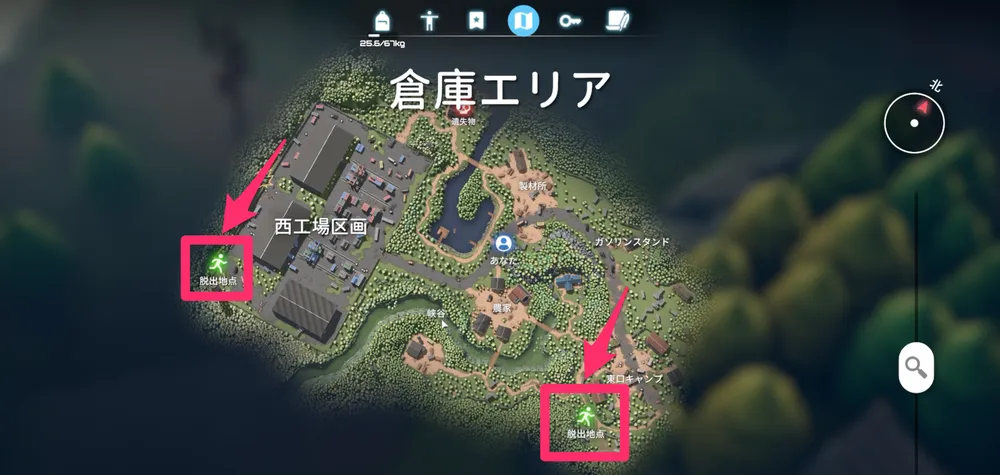 ダッコフ_脱出地点_マップ