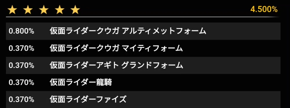 ライD_星5確率1.5倍