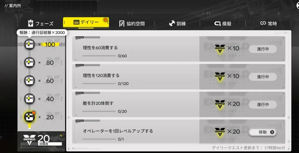 エンドフィールド_デイリー