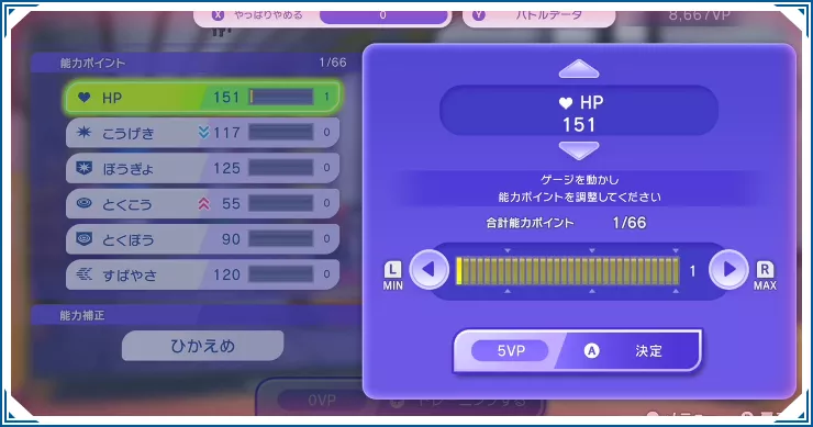 努力値(能力ポイント)の振り方
