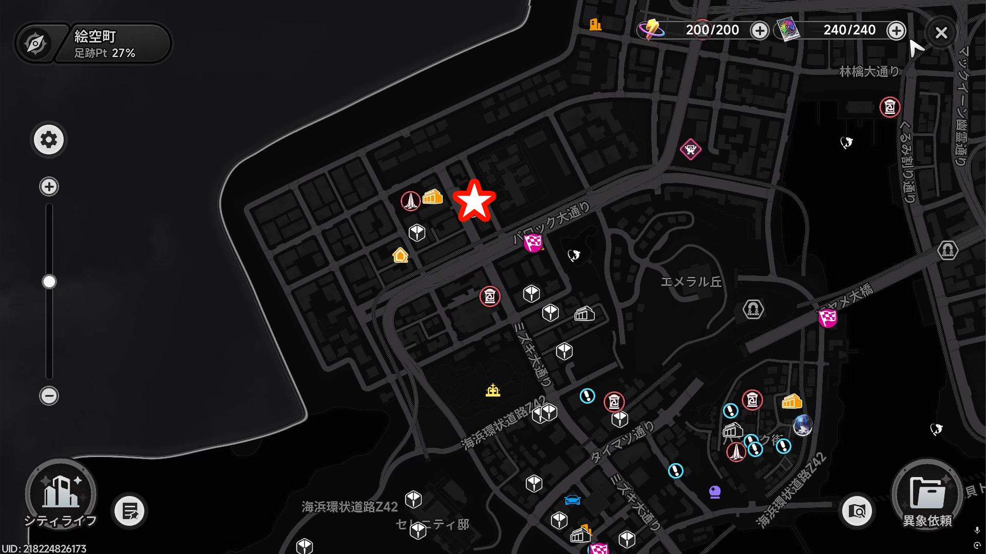 バロック大通り北西の日蝕の場所