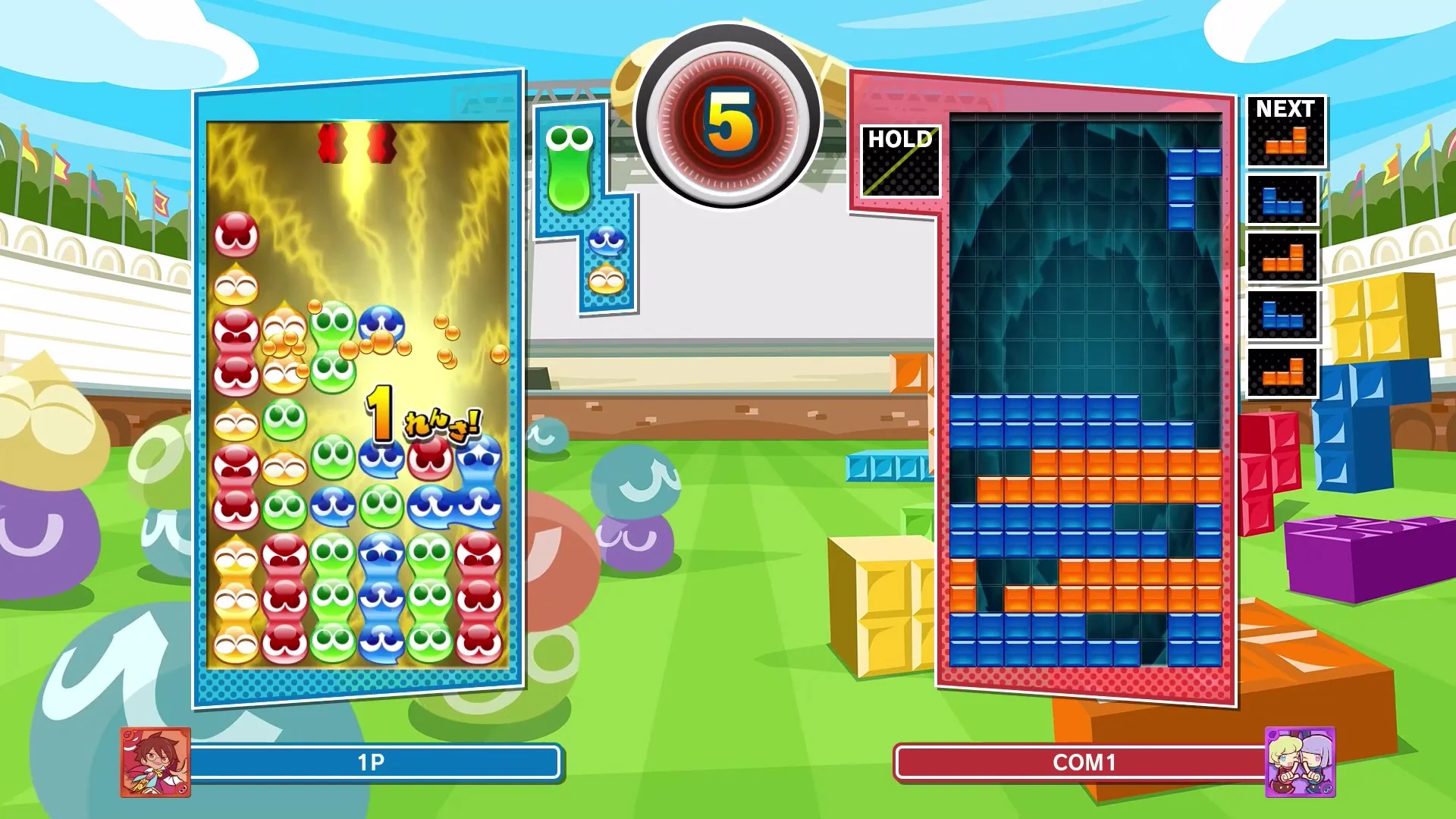 ぷよぷよとテトリスが混ざった対戦画面やスキルバトル画面