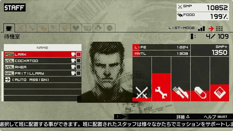 MGSPW_武器やアイテムの開発_班配置