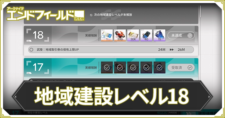 【エンドフィールド】武陵の地域建設レベル18にできる？【アークナイツ】