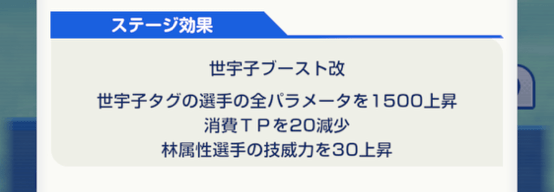 ステージ効果で林キャラと世宇子キャラが強化