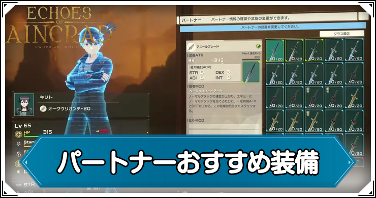 パートナーおすすめ装備