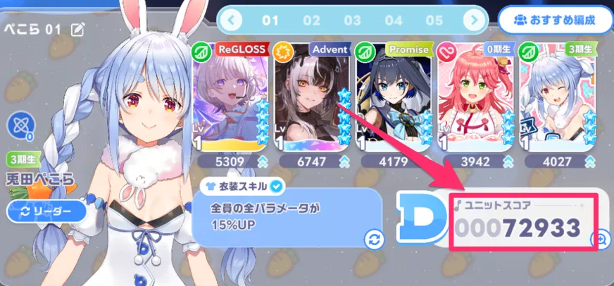 ユニットスコア(総合力)を上げる
