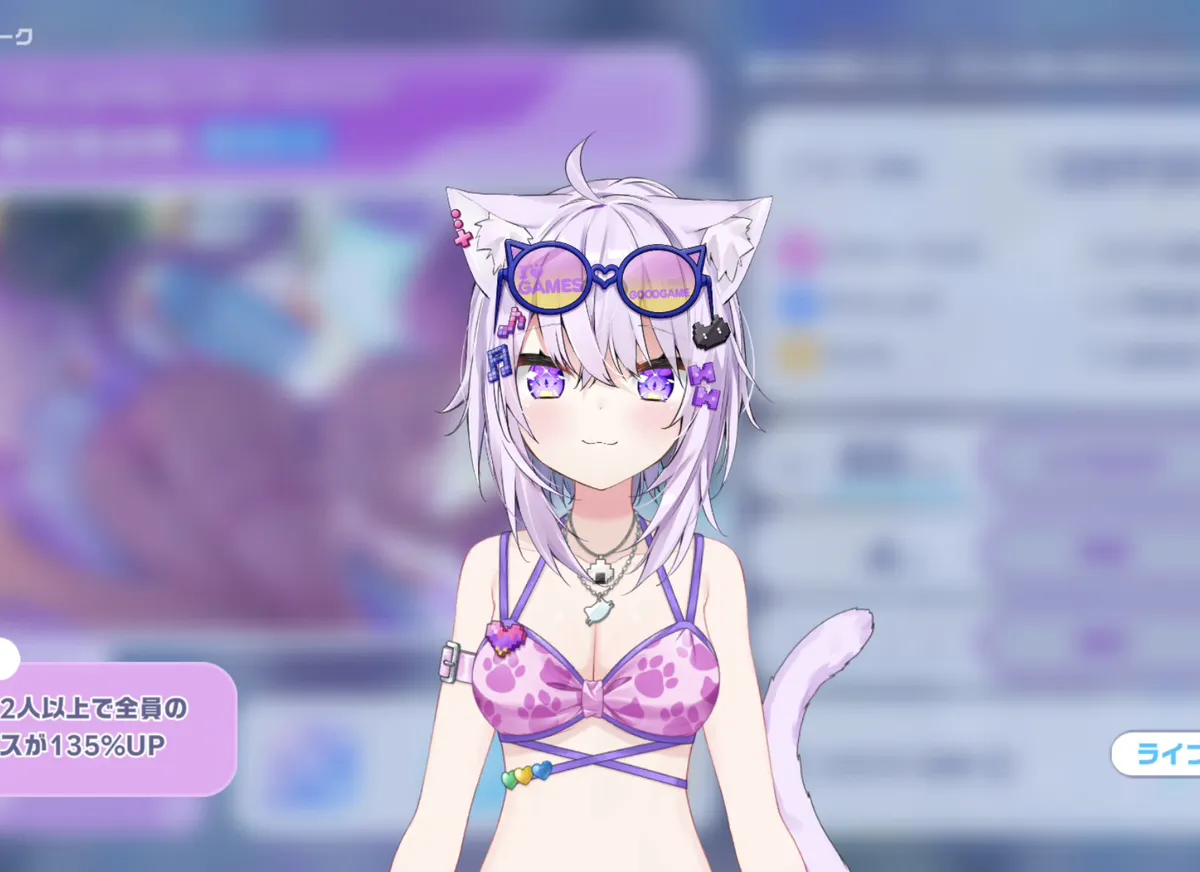 ホロドリ_パラソル下のリバティキャット 猫又おかゆ_3D