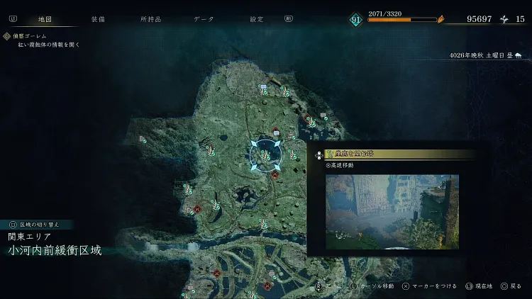 BoR_小河内前緩衝区域_野営地_崖底を望む塔_マップ