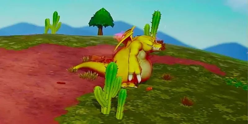赤いオーラをまとった強力なモンスター