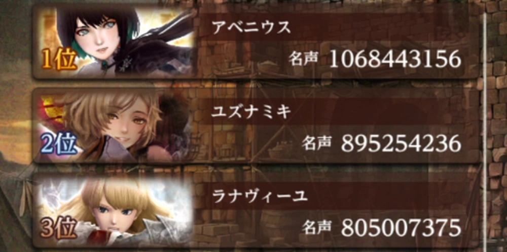 名声はランキングとして可視化_断絶の砦_ダフネ