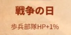 ライキン_新聞バフ_戦争の日_歩兵部隊HP+1%