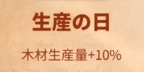 ライキン_新聞バフ_生産の日_木材生産量+10％