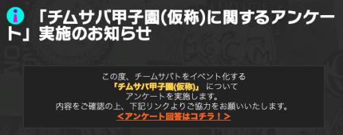 チムサバ甲子園(仮称)に関するアンケート